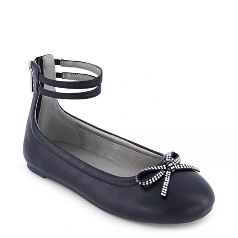 Kenneth Cole New York Big Girls Daisy Luv Black Ballet Flat Shoes US 4.      NWT
